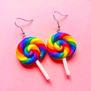 Rainbow Lollipop Candy Statement Drop Earrings